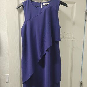 Halston Heritage Royal Blue Purple Asymmetrical Layer Ruffled Dress 10